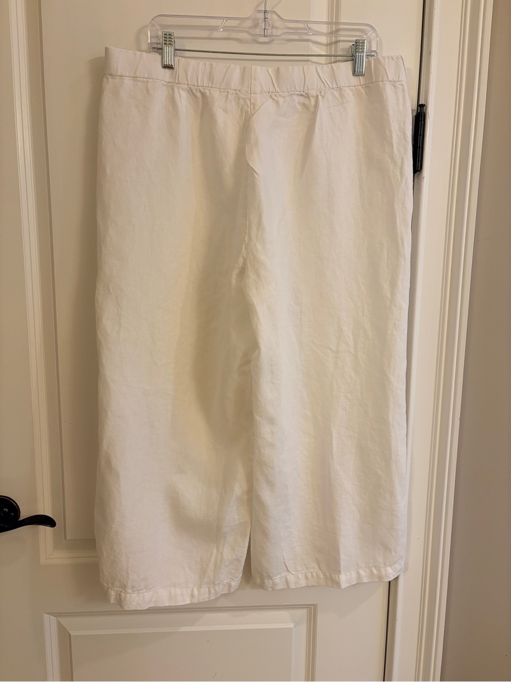 J.Jill Love Linen White Wide Leg Crop Pants Nautical Button L Petite - Picture 3 of 10